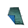Jacks R Better Custom Ultralight Backpacking Quilt with a Forest Green shell and Moroccam Blue lining, shown on a white background
