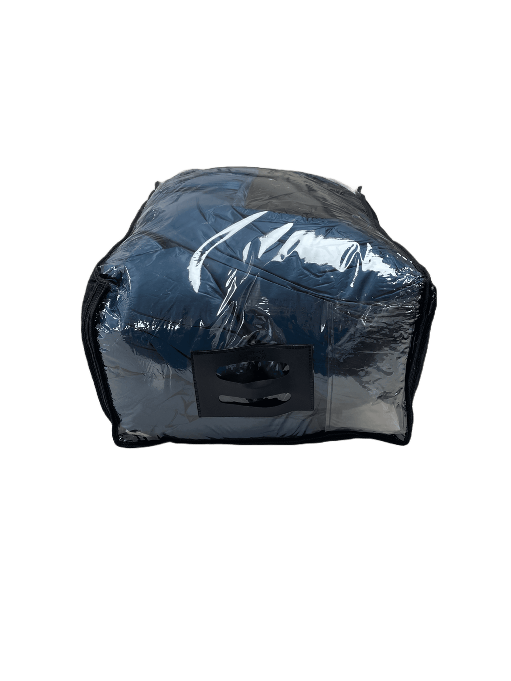 Jacks R Better breathable quilt storage bag shown open with a down quilt