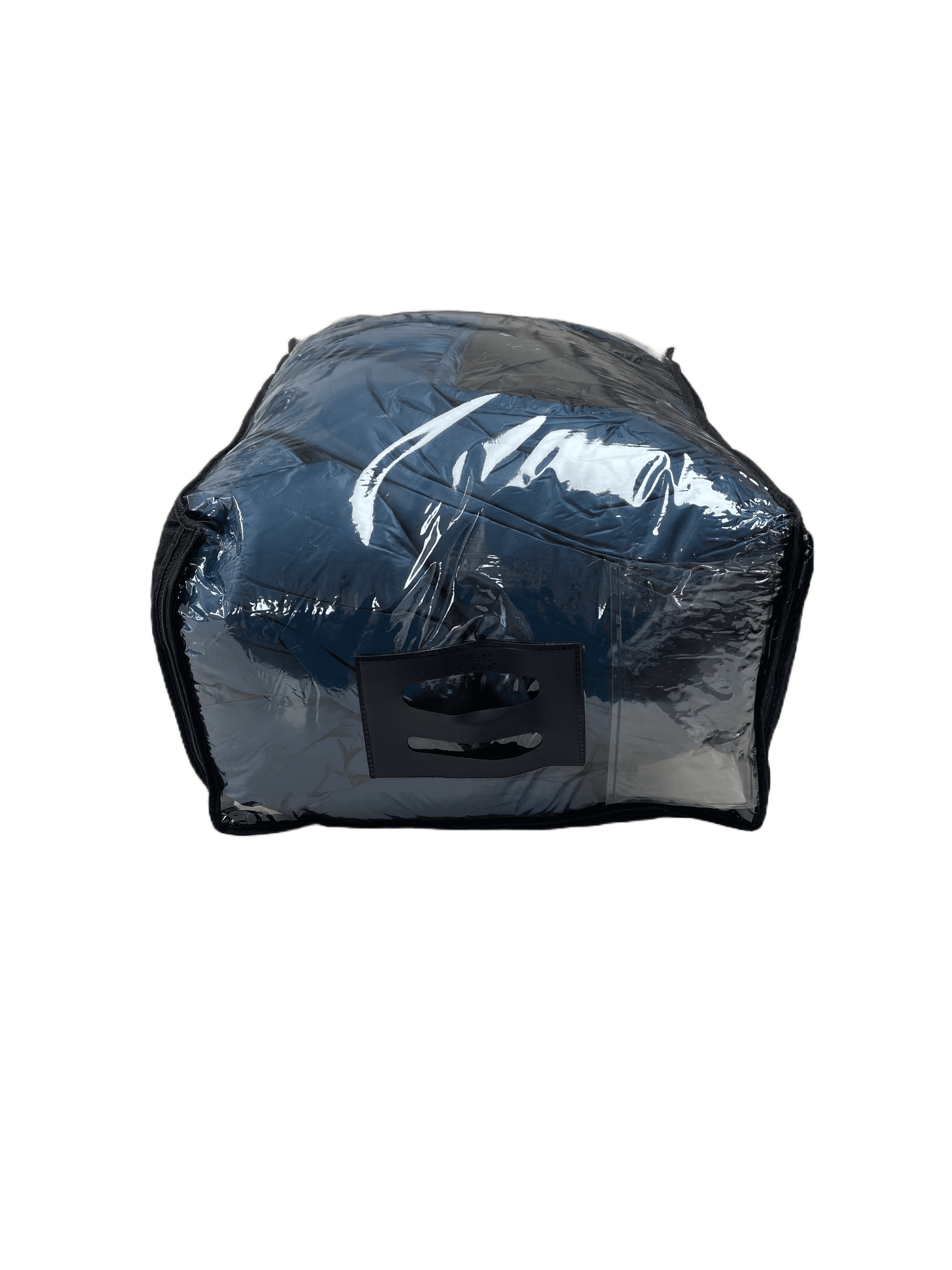 Jacks R Better breathable quilt storage bag shown open with a down quilt