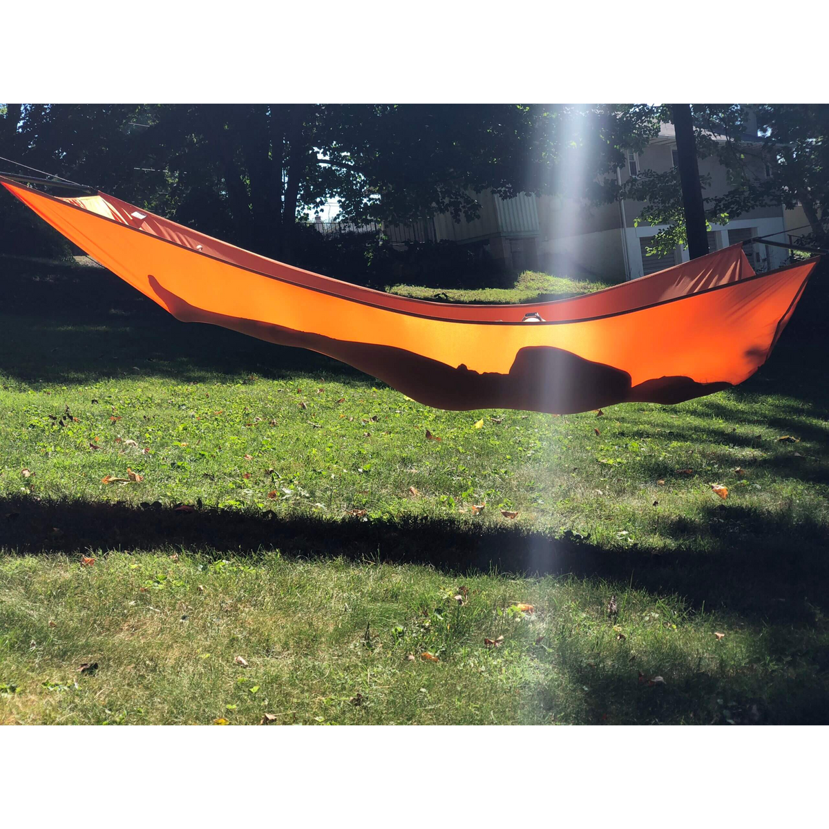 Jacks R Better James River Bridge ultralight hammock hung in the forest