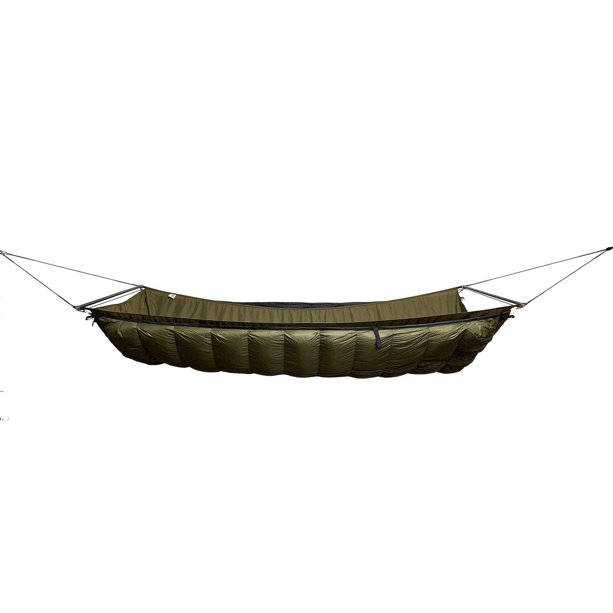 Jacks R Better James River Bridge ultralight hammock set up at a wooded campsite