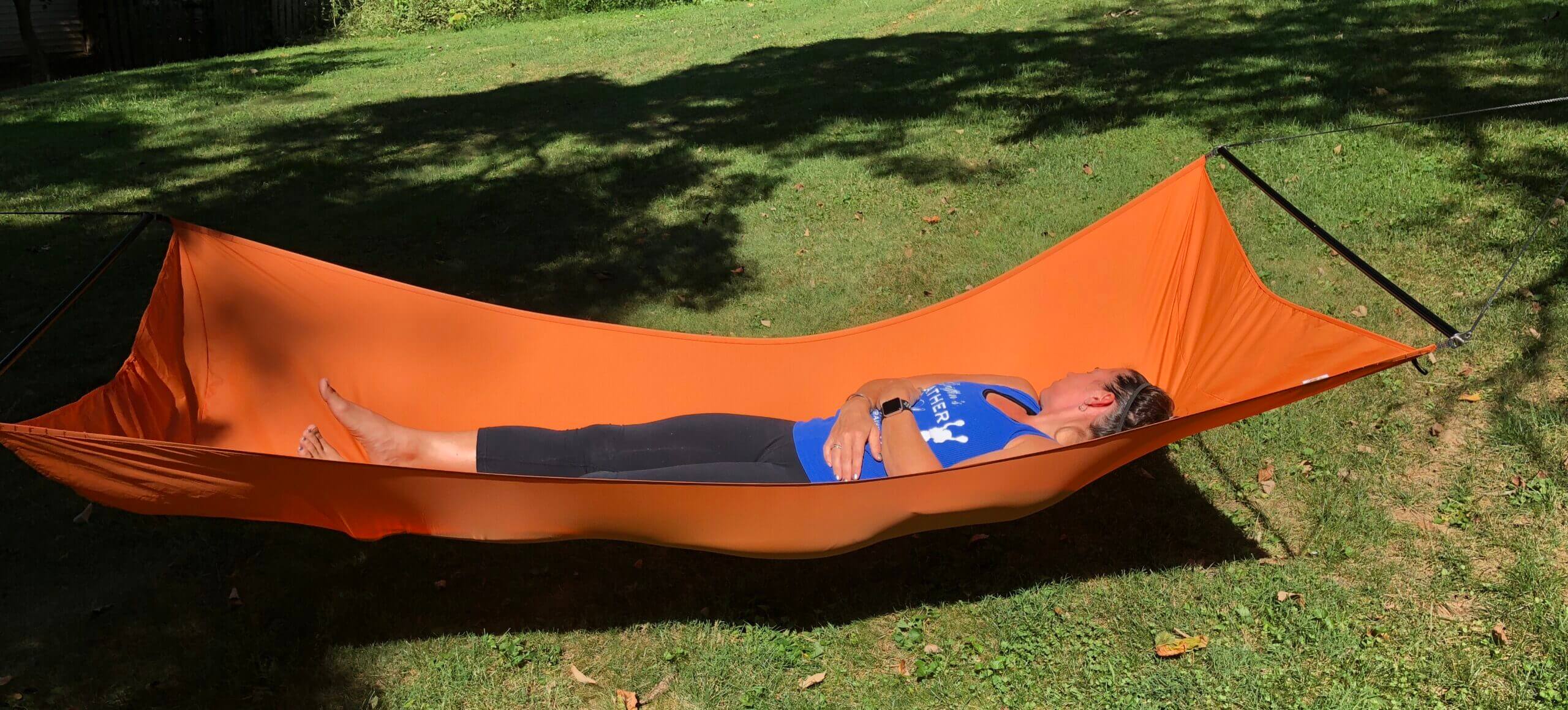 Jacks R Better James River Bridge ultralight hammock pitched on a backpacking trip