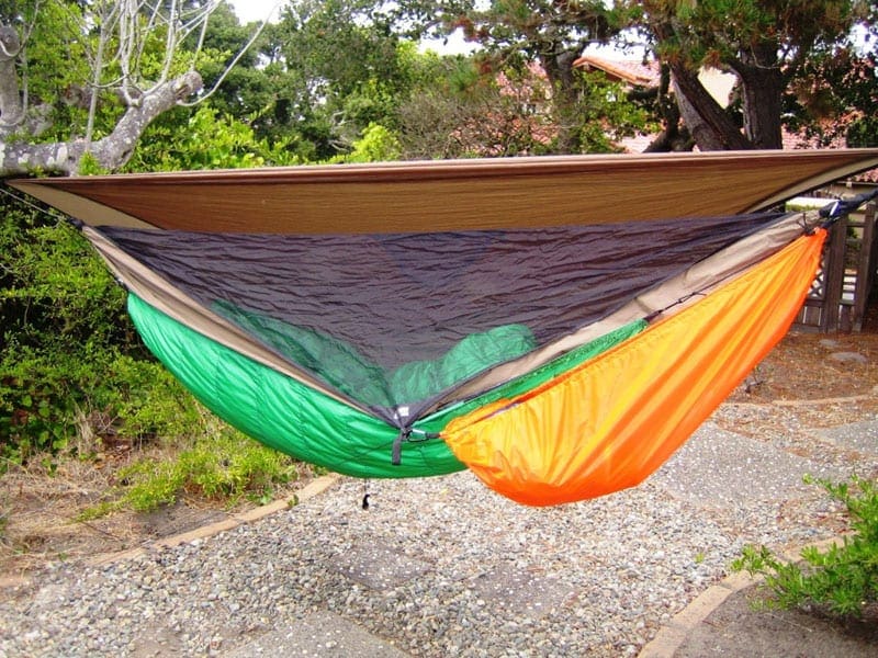 Jacks R Better Jeff's Gear Hammock holding gear off the ground at camp
