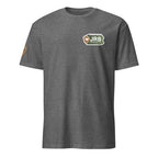 Jacks R Better logo t-shirt in graphite heather, front view