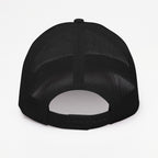 Jacks R Better logo snapback trucker cap in black, back view