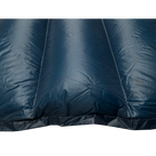 Close-up detail of Jacks R Better Shenandoah Ultralight 40 degree backpacking quilt showing Moroccan Blue Argon 67 ripstop shell and baffle loft