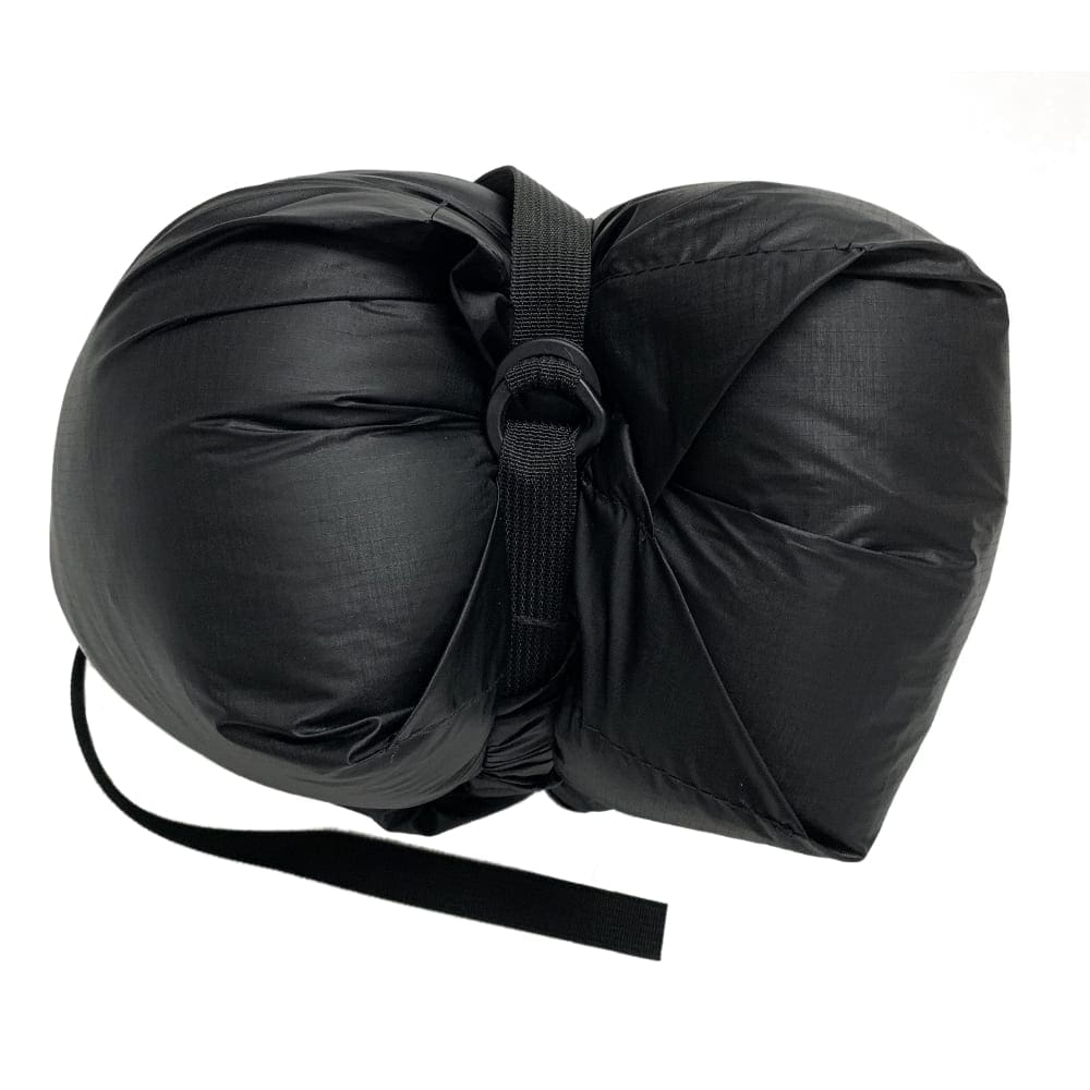 Close-up of the Jacks R Better SilNyl compression sack straps and buckles