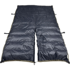 Jacks R Better The Nest 20 degree Hennessy Hammock underquilt opened along the centre to show the Hennessy-specific entry slit