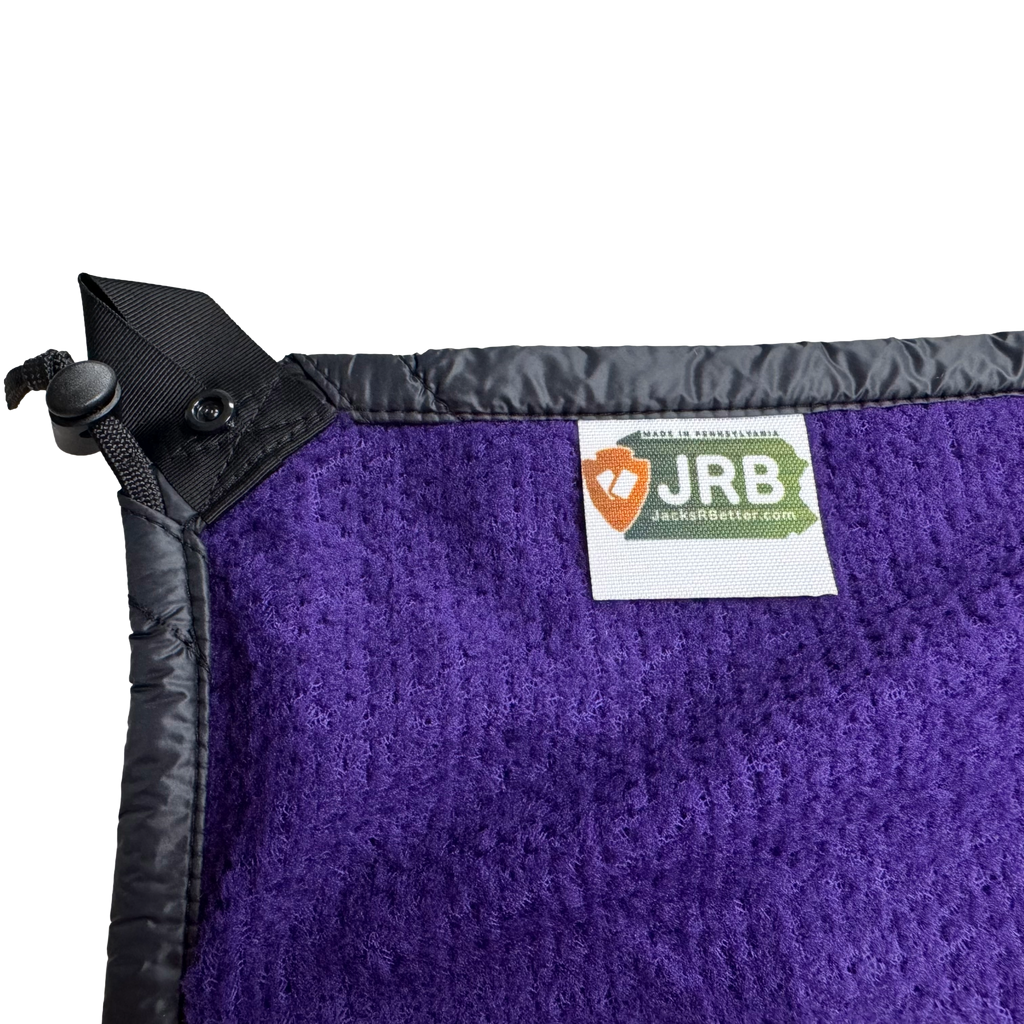 Jacks R Better Wind Gap Alpha close-up of the Purple Grape Alpha Direct insulation texture with JRB logo tag